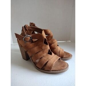 Dolcetta Women's Tan Suede Strappy Block Heel Gladiator Sandals 6.5